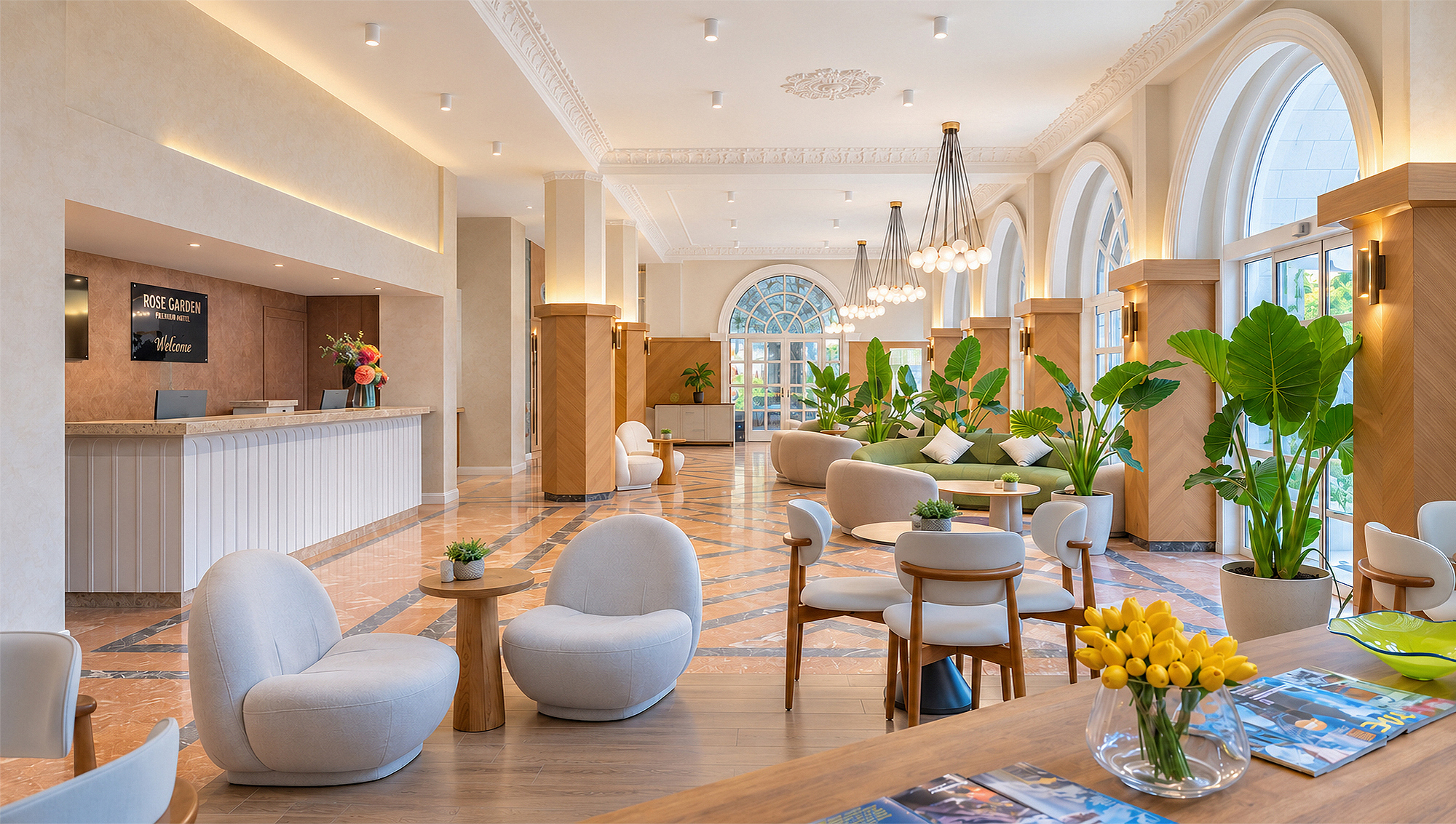 Antalya otel lounge fotoğrafı, çiçekli kafe alanı